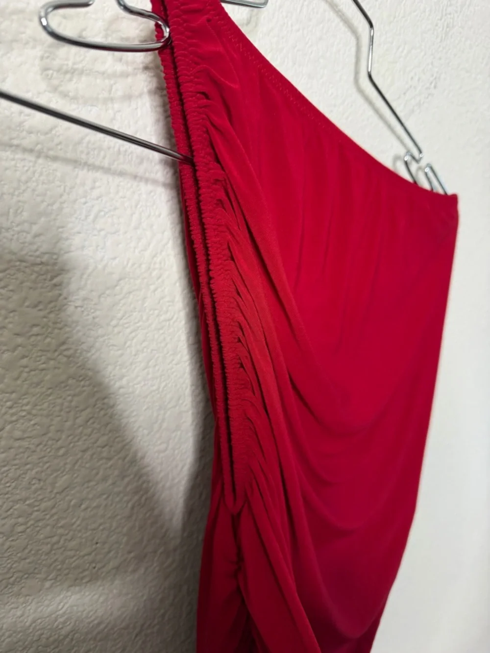 Norma Kamali Diana One Shoulder Gown Red Ruched Bodycon‎ Formal Cocktail Size XS